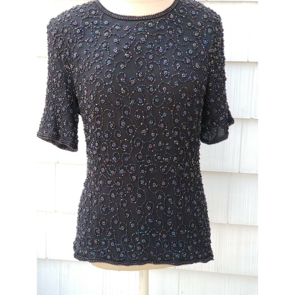 Stenay Beaded Top, Short Sleeve ~ Great for any Occasion ~ Size Large - Picture 1 of 5